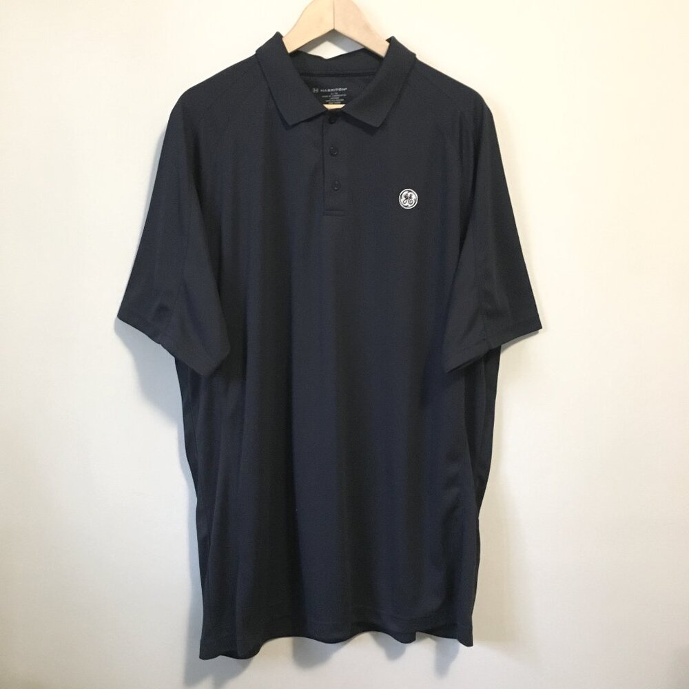 Vintage General Electric Retro Technician Polo - Harriton Navy Blue Black Shirt